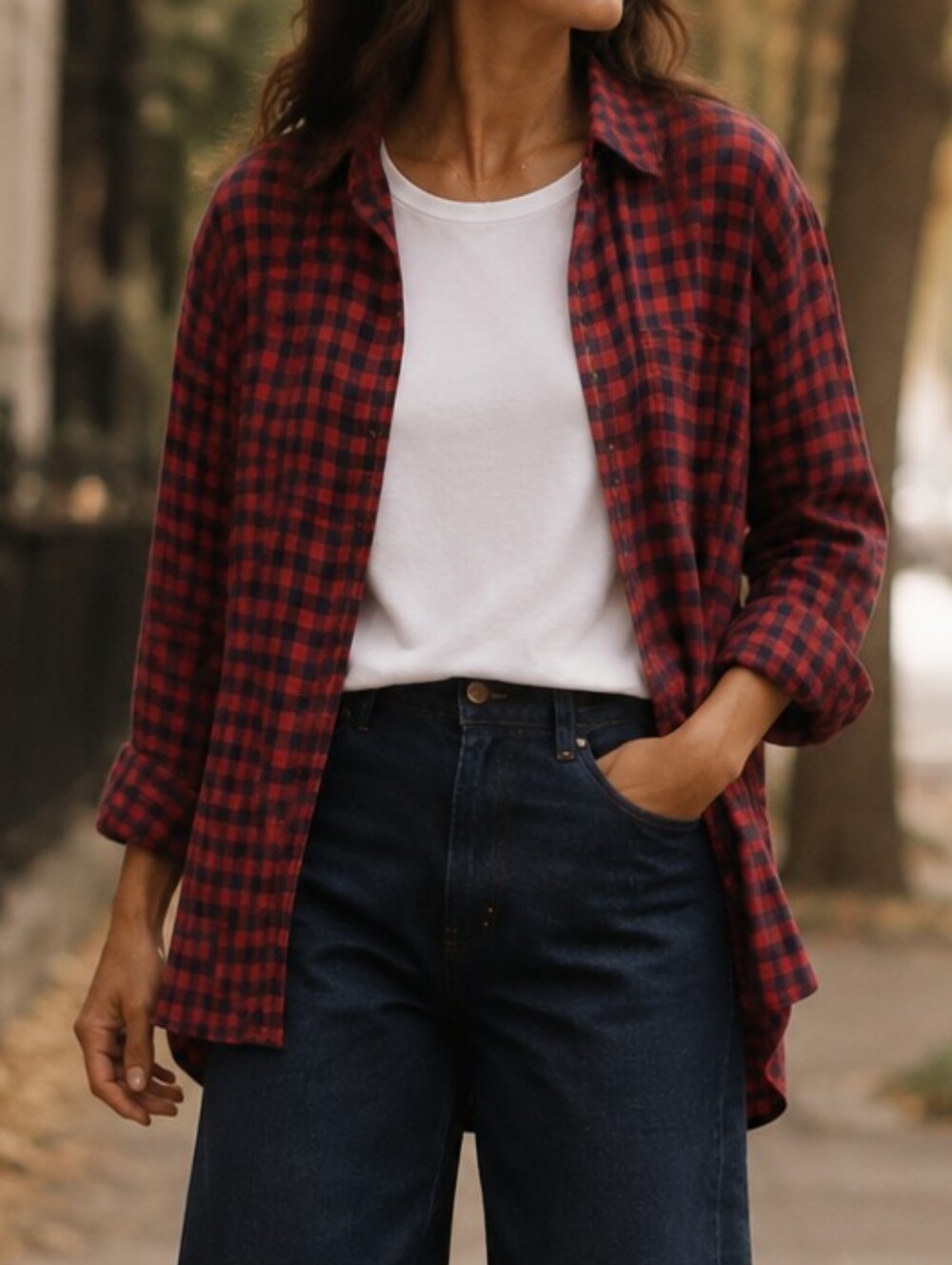 American Eagle AHH-Mazingly Soft Boyfriend Fit Viscose Plaid Button Down XL